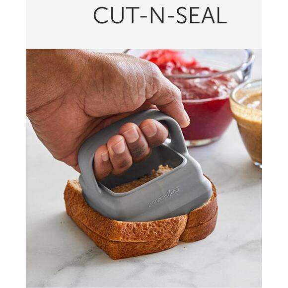 Pampered Chef Cut-N-Seal Sandwich Cutter & Sealer Pocket Maker Gray - Picture 2 of 6